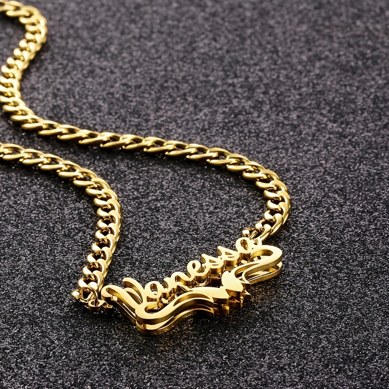 Custom Double-Layer Heart-Shaped Butterfly Pendant Necklace, Unisex Gift
